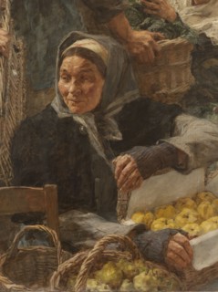 Les Halles, 1895. Market in Paris, detail.