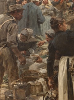 Les Halles, 1895. Market in Paris, detail.
