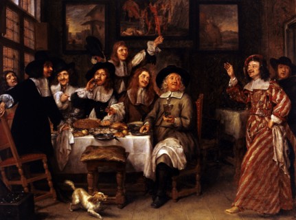 Repas d'artistes, after 1660. Artists' meal.