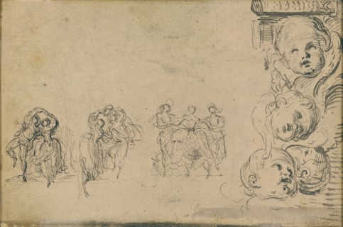 Sketches of Dancers and Heads of Putti, 1748.