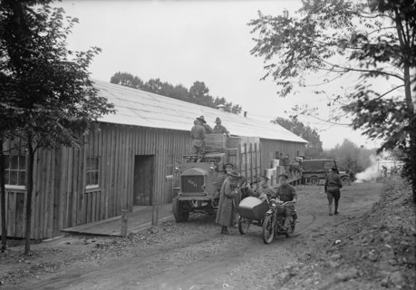 Army, U.S. Army Motorcycle And Side-Car, 1917.