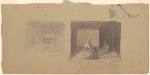 Studies of Farmers Shucking Corn, c. 1870-1880.