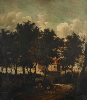 Water mill. The horsemen's stop, after Hobbema.
