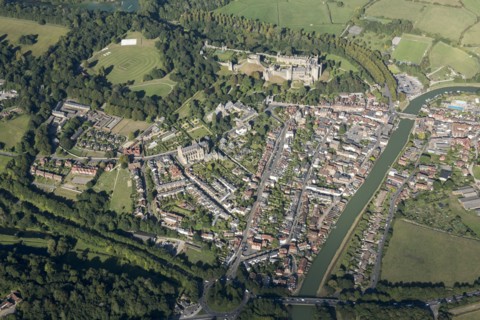 The castle and town, Arundel, West Sussex, 2016.