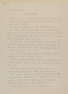 Written Instructions for Making a Suit, c. 1938.