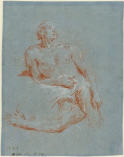 Male Nude Leaning on His Elbow (verso), 1752/1753.