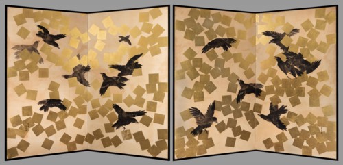 Flight of crows in a snow storm, 19th-20th century.