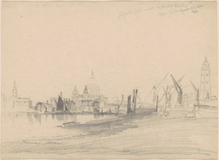 St. Paul's from Under Waterloo Bridge, Low Tide, 1862.