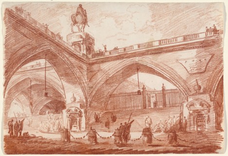 Architectural Fantasy with a Triumphal Bridge, c. 1760.