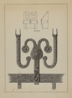 Hinges and Hasp on a Conestoga Wagon Tool Box, c. 1937.