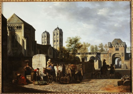 Public fountain and St. Gereon's Church in Cologne, c.1670.