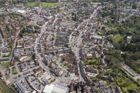 The town, market place and castle, Devizes, Wiltshire, 2017.