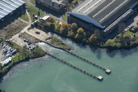 Gunboat Traverser system at Haslar, Gosport, Hampshire, 2020.