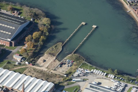 Gunboat Traverser system at Haslar, Gosport, Hampshire, 2020.