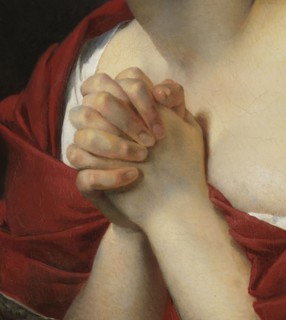 La Suppliante, 1829. The Supplicant, detail of clasped hands.