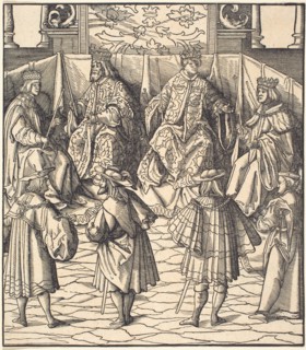 Assembly of Four Kings, in the foreground Four Men, 1514/1516.