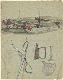 Studies of a Sled and Various Household Objects, c. 1870-1890.