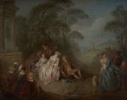 Assemblée dans un parc, between 1715 and 1736. Party in a park.