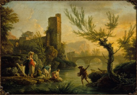 Paysage avec des lavandières, 1763. Creator: Claude-Joseph Vernet.