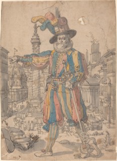 Giovanni Grosso of the Swiss Guards Standing before a View of Rome.