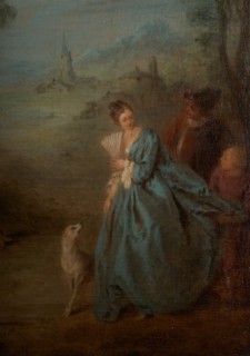 Assemblée dans un parc, between 1715 and 1736. Party in a park, detail.
