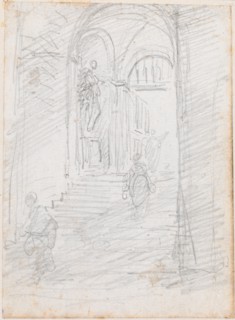Figures on a Monumental Interior Stairway [recto], probably c. 1754/1765.