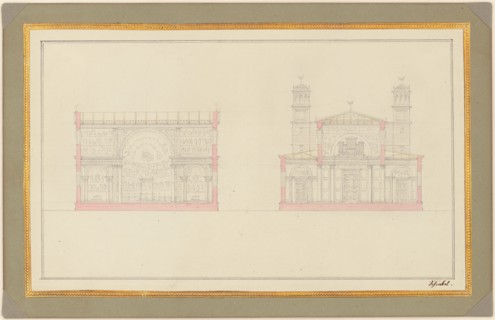 Section of the Crossing and the West End of a Cathedral for Berlin, 1827.