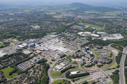 The town centre, shopping centre and New Town, Telford, Shropshire, 2018.