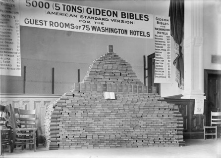 Bibles - 5000 Gideon Bibles for D.C. Hotels, 1913. Creator: Harris & Ewing.