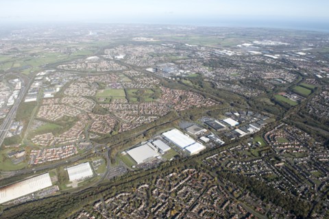 Washington New Town and environs, from the south west, Tyne and Wear, 2018.