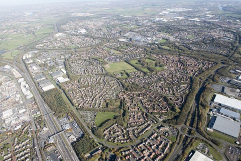 Washington New Town and environs, from the south west, Tyne and Wear, 2018.