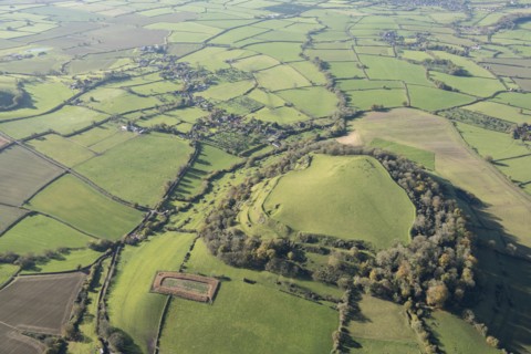 Cadbury Castle, the earthwork remains of an Iron Age hillfort, Somerset, 2017.
