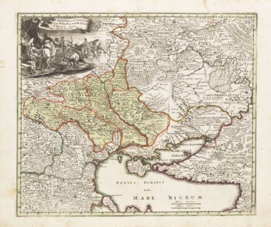 Map of Ukraine and surroundings of the Black Sea, um 1700. Private Collection.