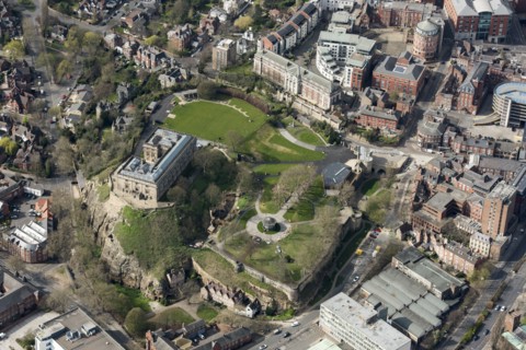 Nottingham Castle, Medieval motte and bailey castle, City of Nottingham, 2021.