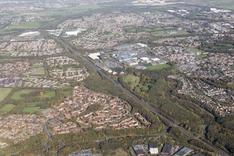 The town centre, shopping centre and New Town, Washington, Tyne and Wear, 2018.