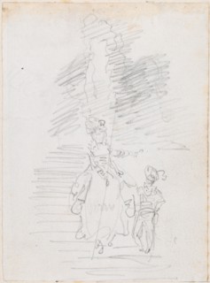 Woman and Smaller Male Figure on Grand Stairway [recto], probably c. 1754/1765.