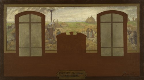 Esquisse pour la mairie de Fresnes : Sur le plateau - Les batteurs de blé, 1905.