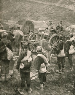 ''Le Vieux Roi Pierre de Serbie sur la Route de L'Exil.', 1916. Creator: Unknown.
