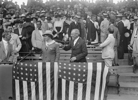 Baseball, Congressional - President And Mrs. Wilson, 1917. Creator: Harris & Ewing.