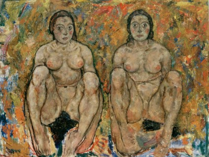 Crouching Woman Couple, 1918. Found in the collection of the Leopold Museum, Vienna.