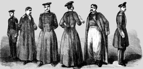 'Costumes of the Russian Soldiers, recently taken prisoners', 1854. Creator: Unknown.