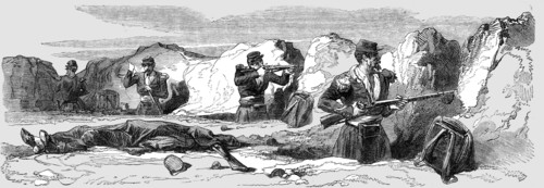 'Sebastopol; Tirailleurs, or Sharpshooters, in the Trenches', 1854. Creator: Unknown.
