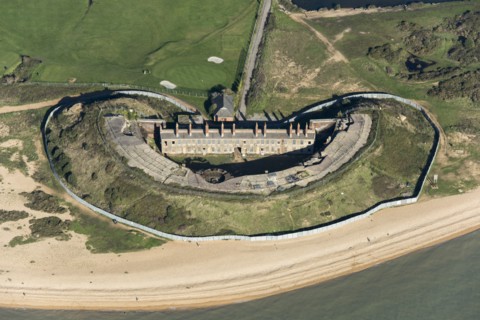Fort Gilkicker, a semi circular, casemented coastal battery, Gosport, Hampshire, 2020.