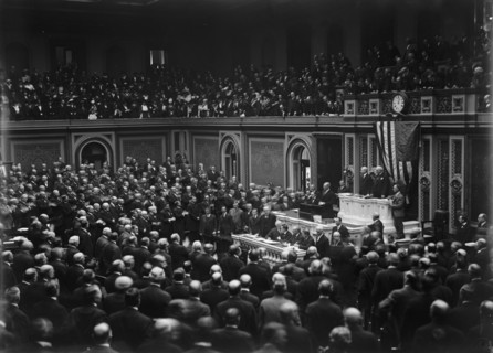 Wilson Before Congress... 3 February 1917. US president Woodrow Wilson, Washington DC.