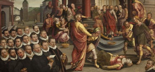 Death of Sapphira, c. 1580. Found in the collection of the Musée des Beaux-Arts, Verviers.