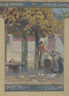 Esquisse pour la mairie de Fresnes : Paysage. Scènes de village, 1905. Creator: Victor Menu.