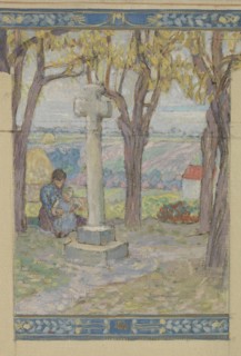 Esquisse pour la mairie de Fresnes : Paysage. Scènes de village, 1905. Creator: Victor Menu.