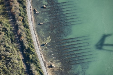 Second World War D Day landing craft slipways at Horsea Island, Portsmouth, Hampshire, 2020.