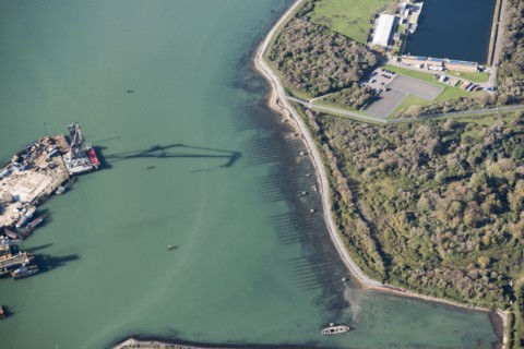 Second World War D Day landing craft slipways at Horsea Island, Portsmouth, Hampshire, 2020.