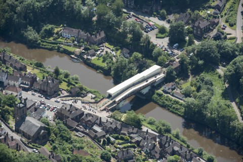 The Iron Bridge undergoing restoration, Ironbridge, Shropshire, 2018. Creator: Damian Grady.